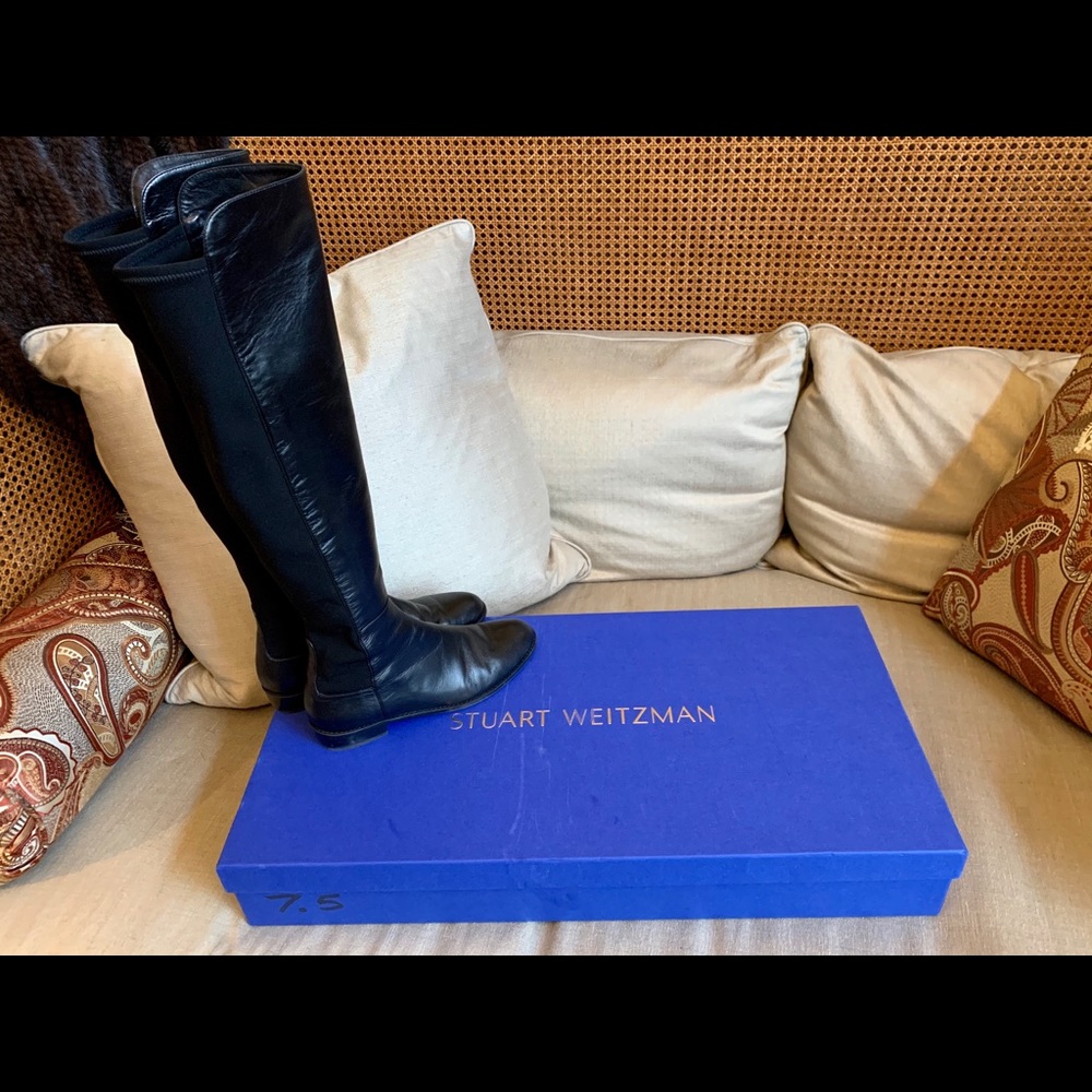 Stuart Weitzman Mainstay Napa Black Leather Boots
